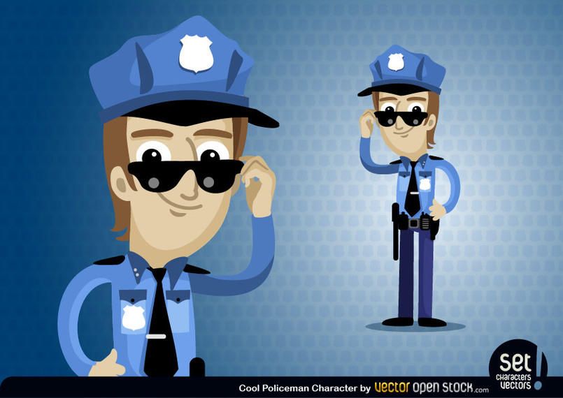 Personaje de dibujos animados de policía Personaje de dibujos animados de policía