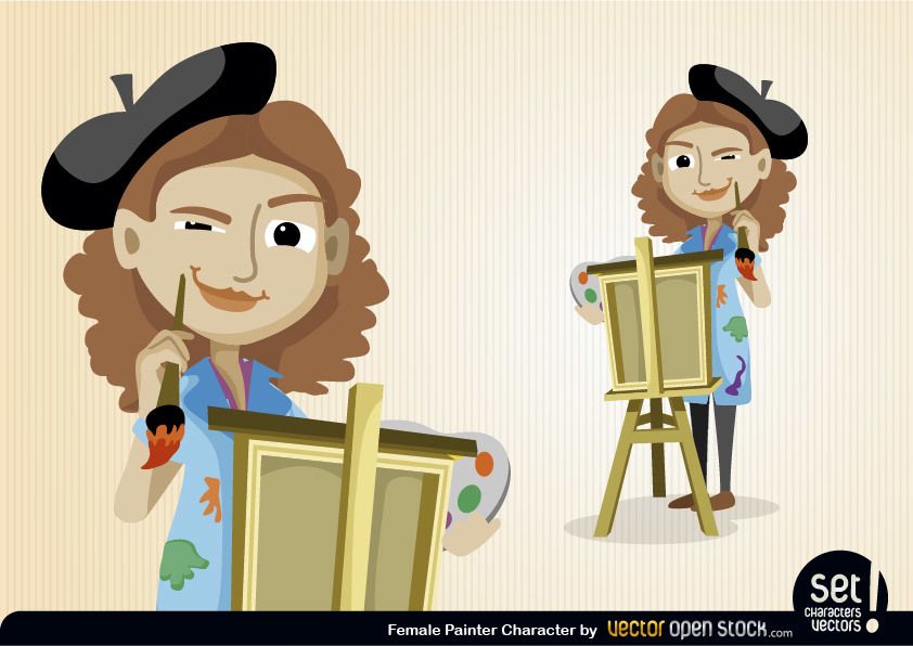 Pintor femenino personaje - Descargar vector