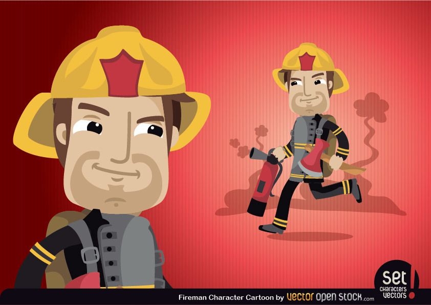 Personagem de desenho animado do bombeiro