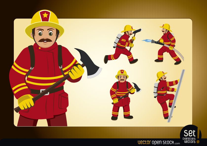 Action Feuerwehrmann posiert
