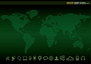 Technology worldmap Background and Icons Technology worldmap Background and Icons