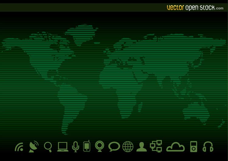 Technology worldmap Background and Icons Technology worldmap Background and Icons