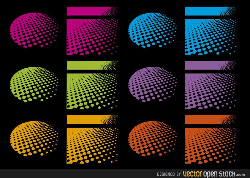 Desenhos de meio-tom em várias cores