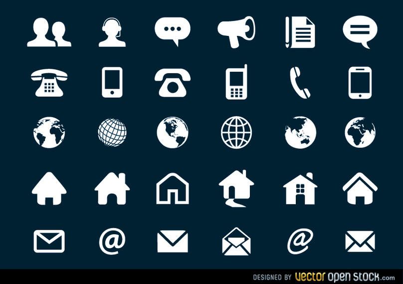 Conjunto de iconos planos de contacto Conjunto de iconos planos de contacto
