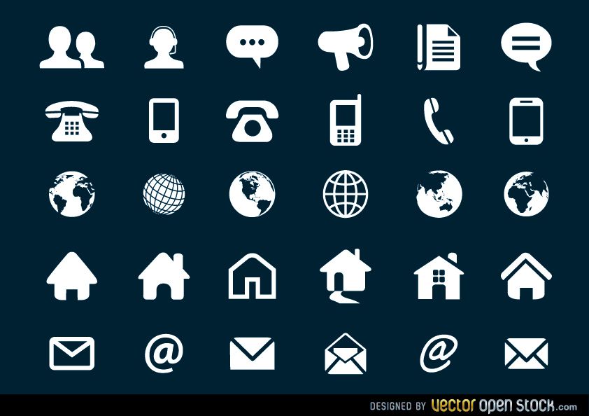 Contact Flat Icons Set