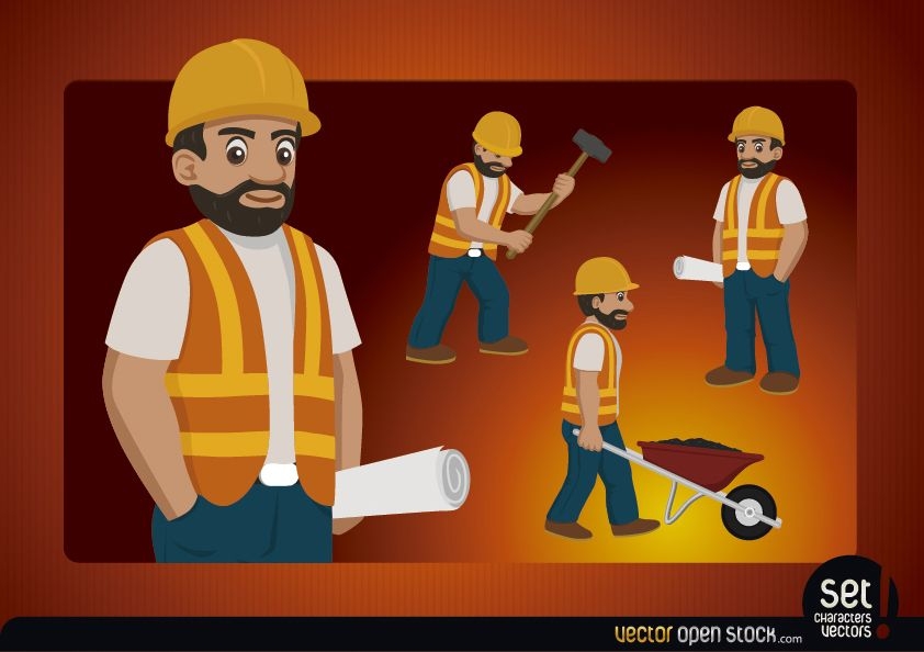 Construction worker character - Vector download