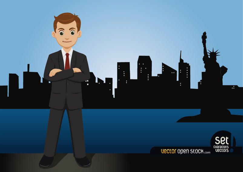 Businessman Standing on the New York Skyline Businessman Standing on the New York Skyline