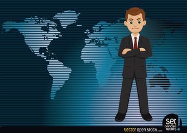 Businessman with a worldmap Background Businessman with a worldmap Background