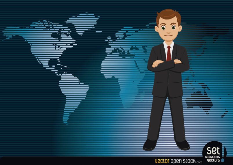 Businessman with a worldmap Background Businessman with a worldmap Background