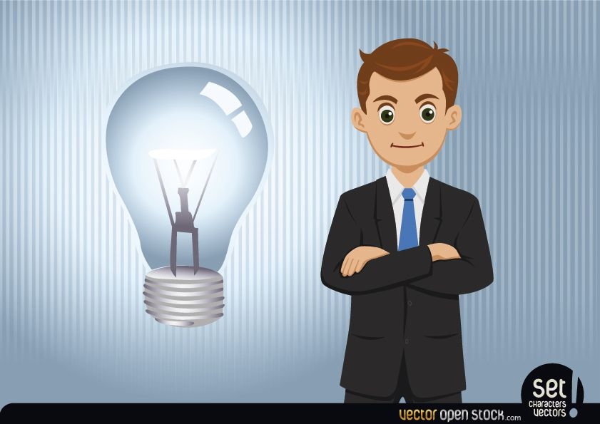 Businessman having an idea (lightbulb) 
