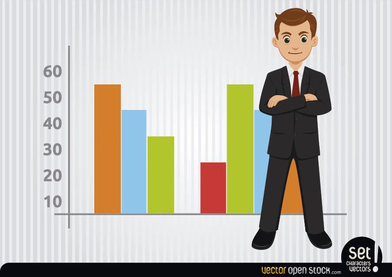 Businessman with colourful charts Businessman with colourful charts
