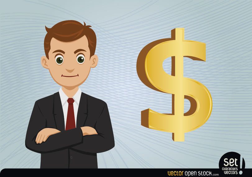 Young Businessman with Dollar Sign Young Businessman with Dollar Sign