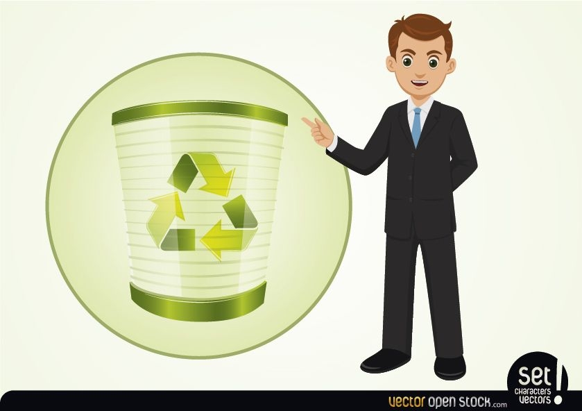 Empresario presentando proceso de reciclaje