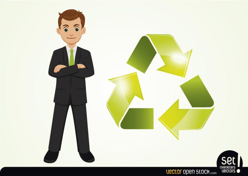 Businessman with Cyclic Arrow Beside Businessman with Cyclic Arrow Beside