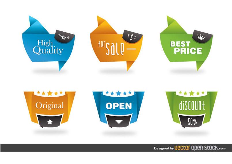Modern origami style labels Modern origami style labels