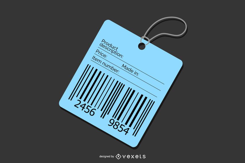 Blue Barcode Price Tag Blue Barcode Price Tag