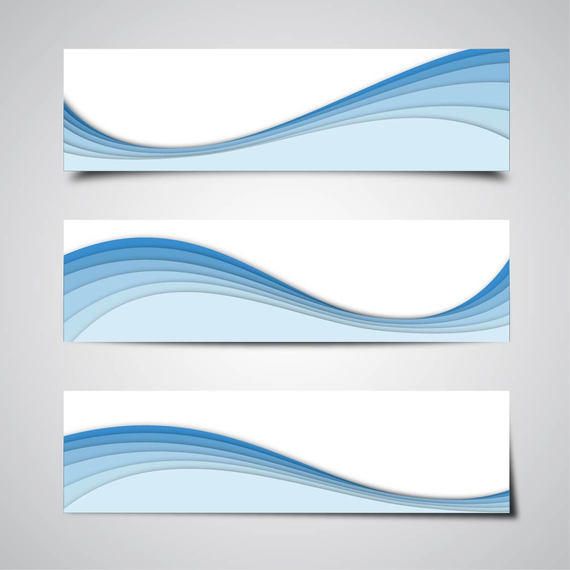 3 abstrakte Banner mit blauen Wellen 3 abstrakte Banner mit blauen Wellen