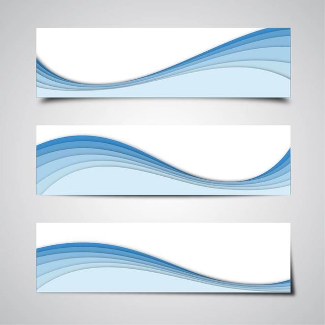 3 Abstract Banners With Blue Waves - Vector Download