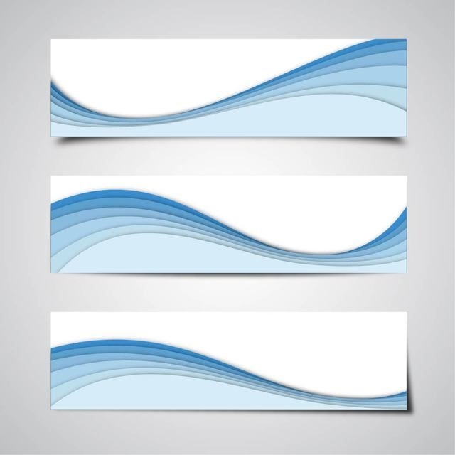 3 abstrakte Banner mit blauen Wellen