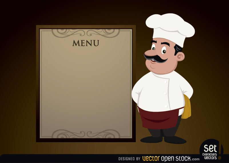Plantilla de menú con chef Plantilla de menú con chef