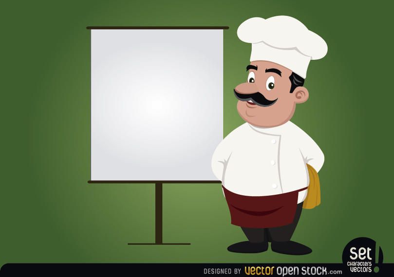Chef con pantalla en blanco Chef con pantalla en blanco