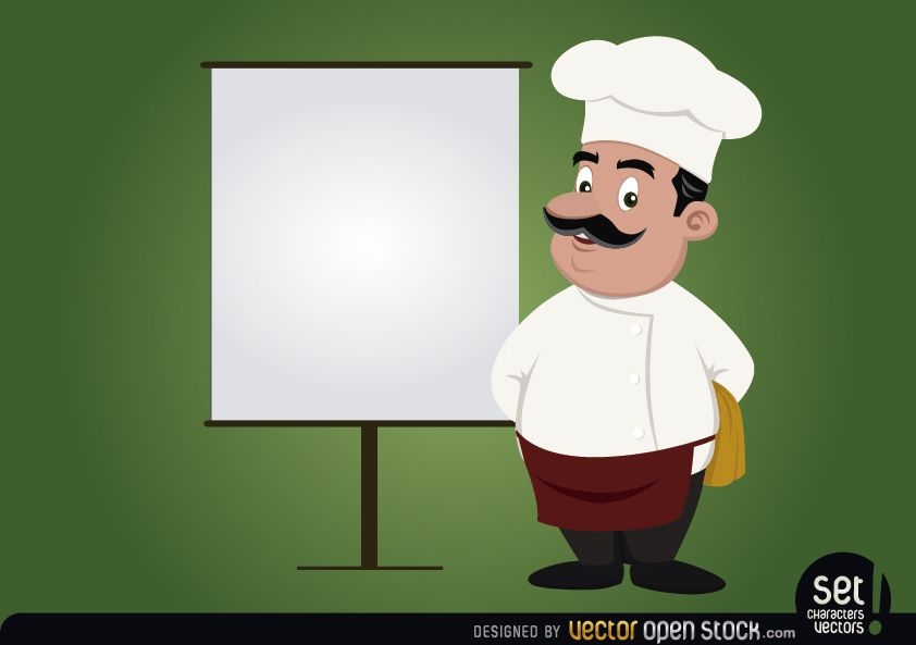 Chef con pantalla en blanco