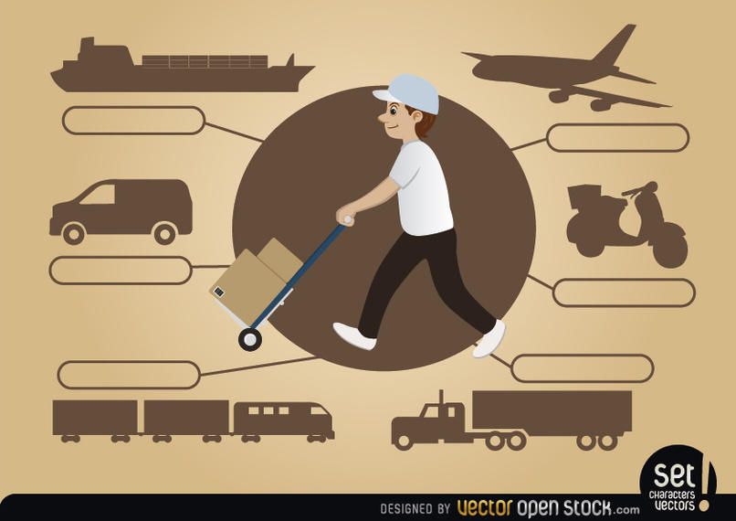 Delivery man with transport means Delivery man with transport means