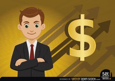 Executive money growing arrows 