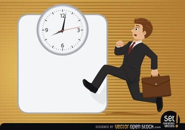 Executive running with clock