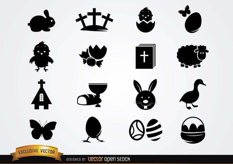 Download Cute Easter Icon Pack Silhouette - Vector Download