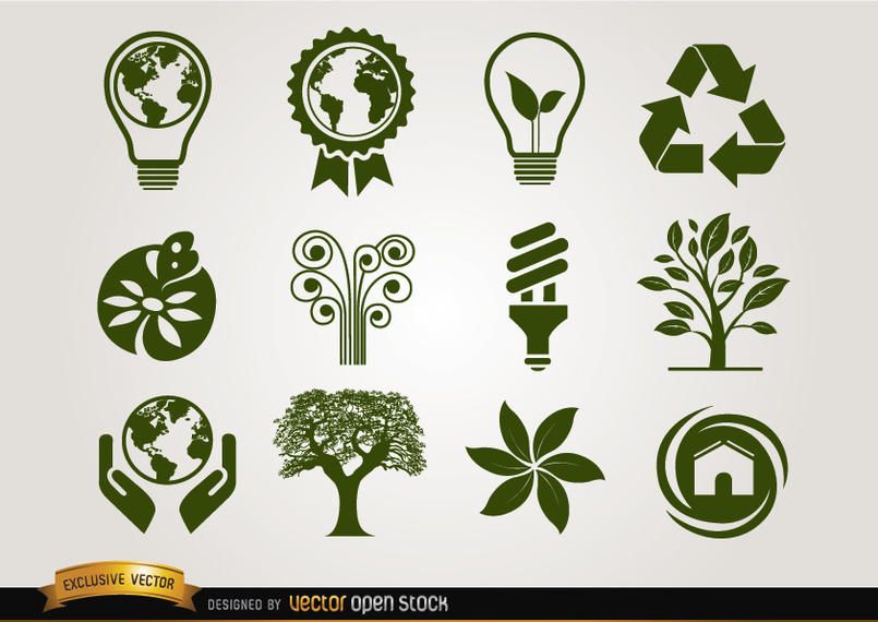 Ícones ecológicos verde Ícones ecológicos verde