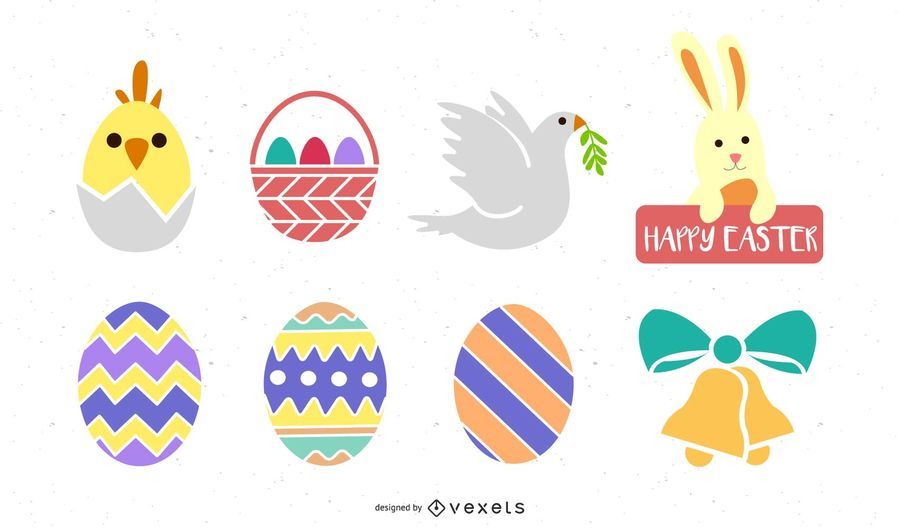 Colorful Easter Decoration Icon Set Colorful Easter Decoration Icon Set