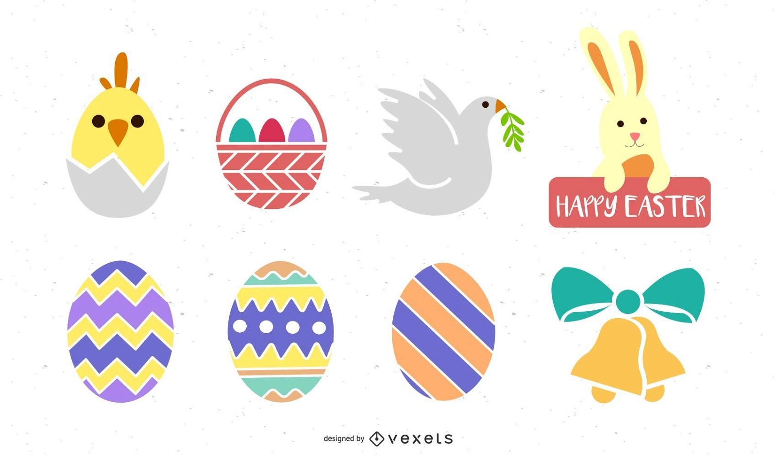 Colorful Easter Decoration Icon Set