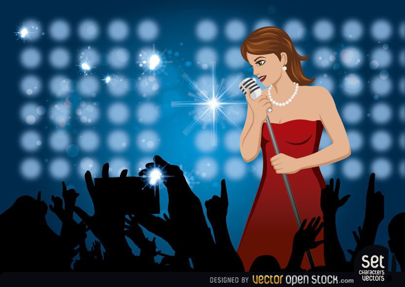 Chica cantando en un concierto