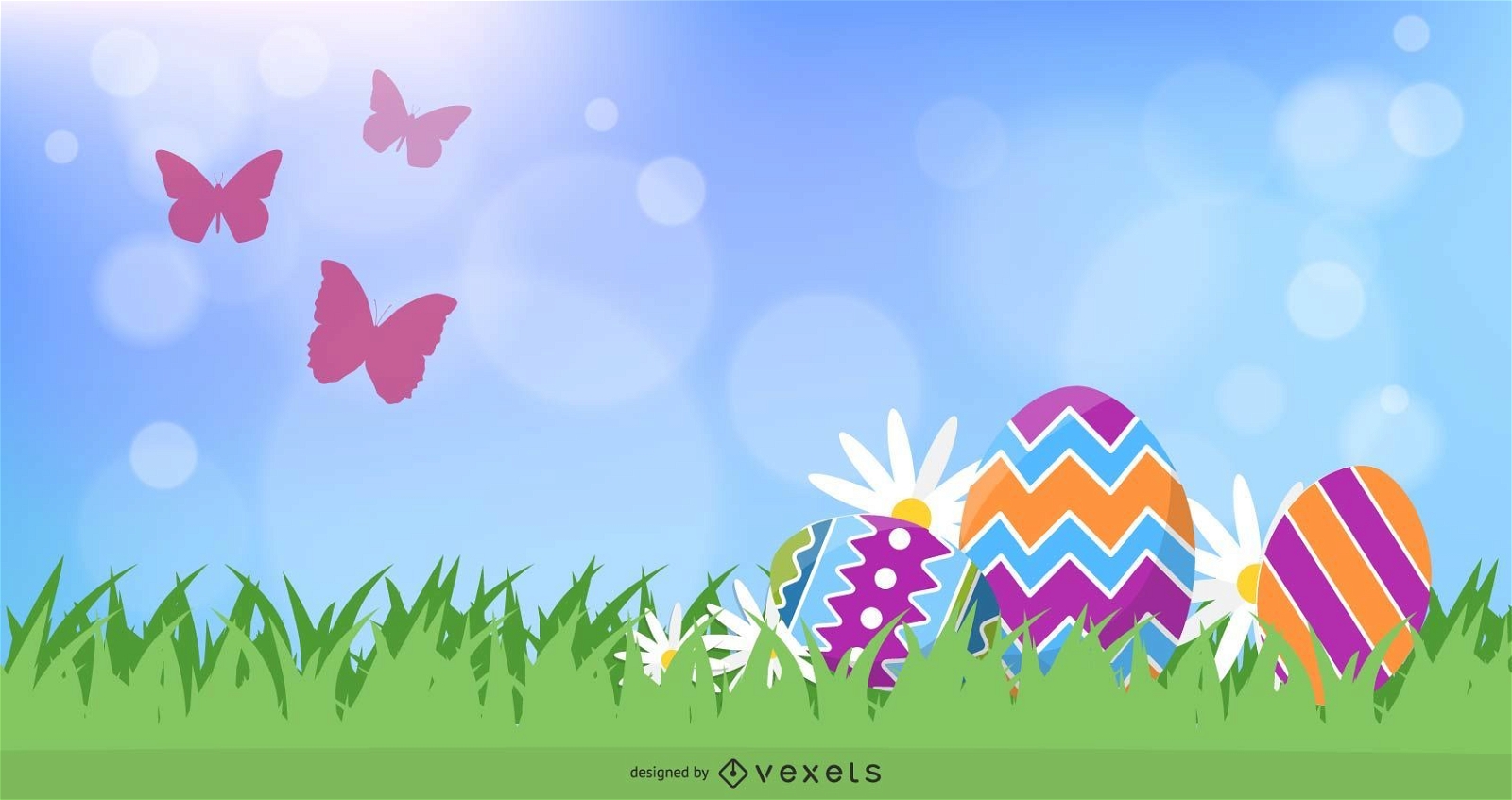 Banner natural fresco con huevos de Pascua