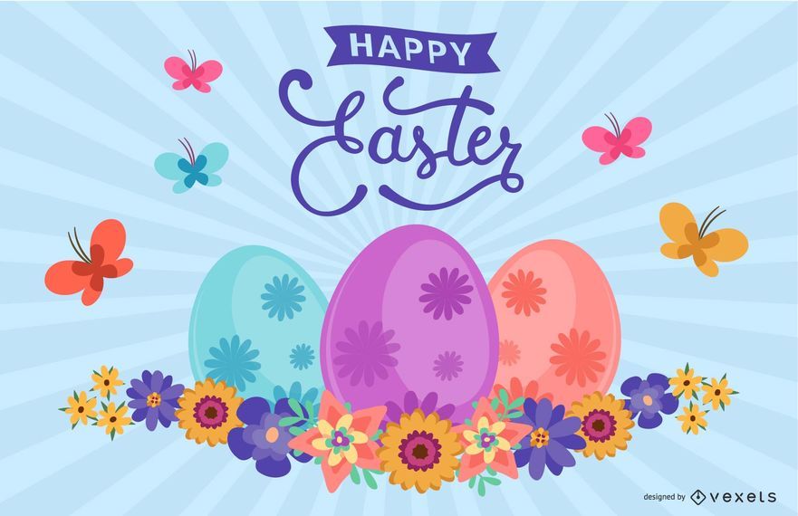 Stunning Easter Card with Butterflies & Eggs Stunning Easter Card with Butterflies & Eggs