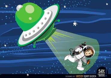 Astronautenentführung von fliegender Untertasse