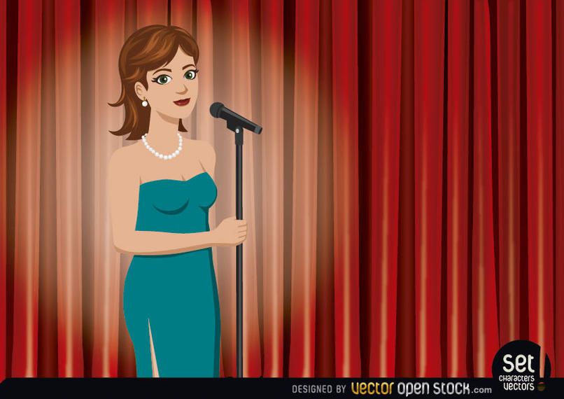 Girl Singer Performing in a Theater Girl Singer Performing in a Theater