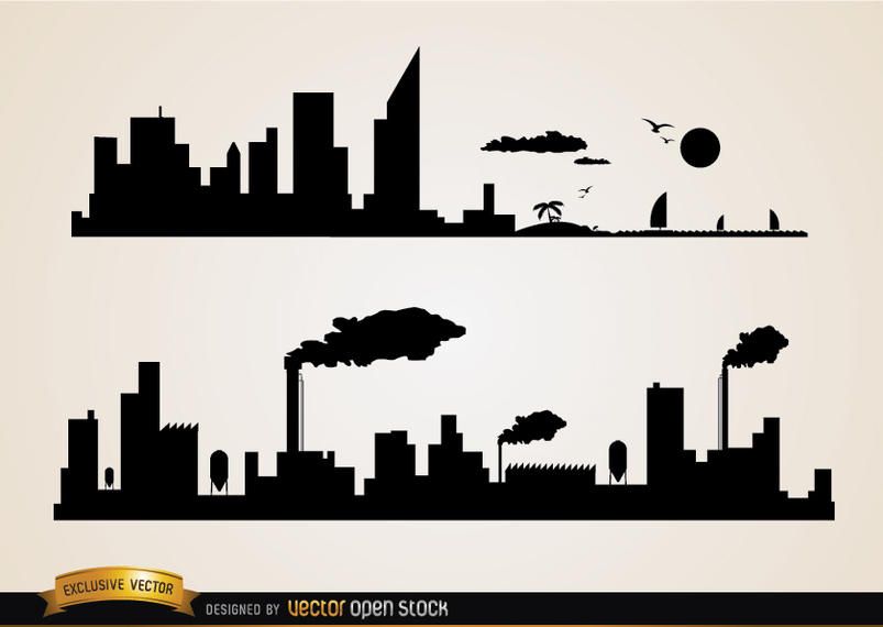 Skyline cities beach and industries Skyline cities beach and industries