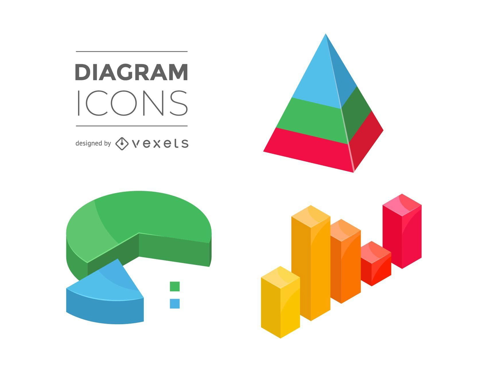 Clean 3D Diagram Icons