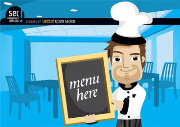 Chef mostrando menú en un restaurante