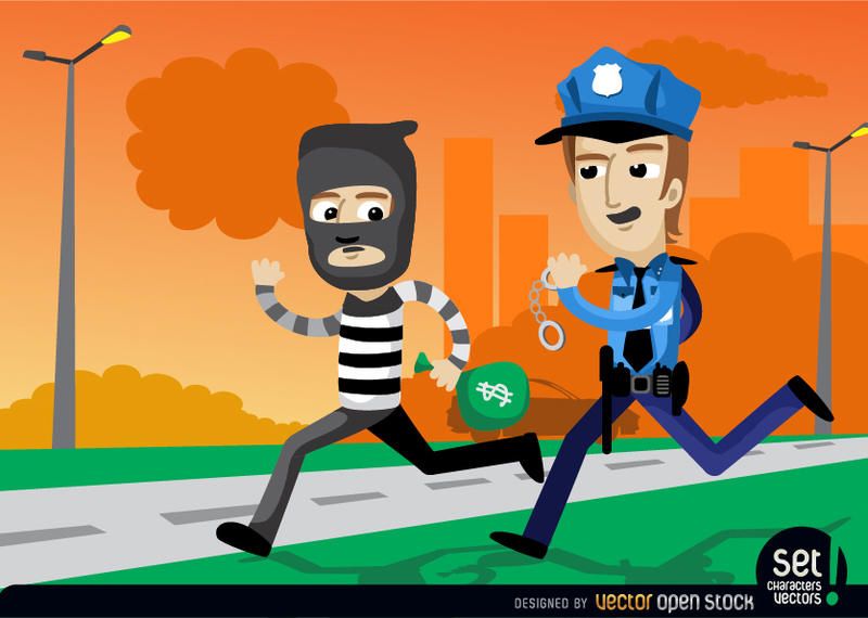 Policemen Catching a Bank Robber Policemen Catching a Bank Robber