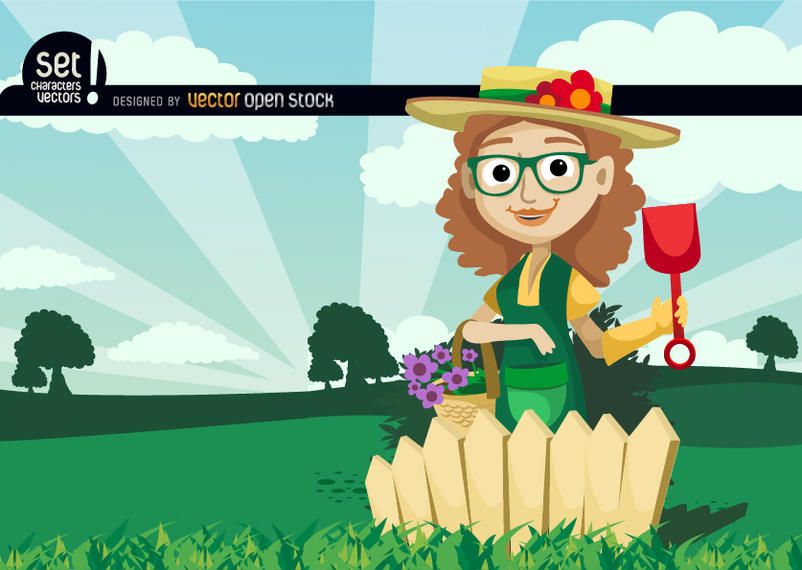 Female Gardener Planting Flower Female Gardener Planting Flower