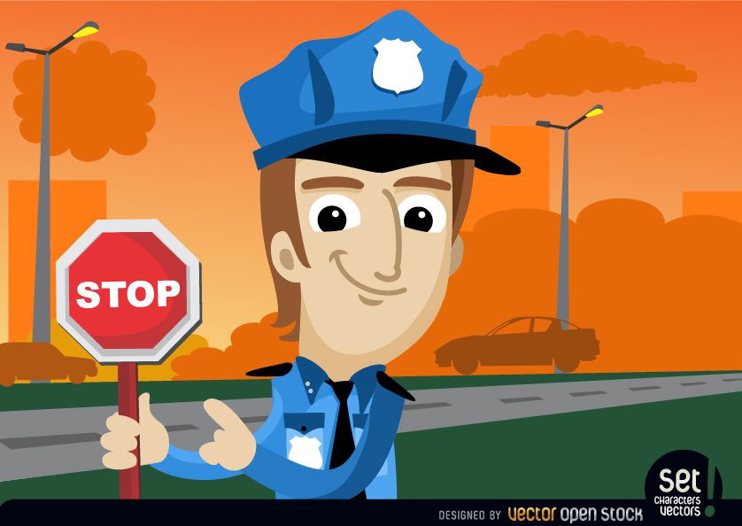 Policía con advertencia de parada
