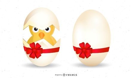 Huevo roto con pollito adentro
