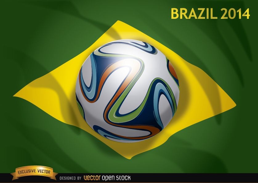 Bandera de brasil 2014 con futbol oficial