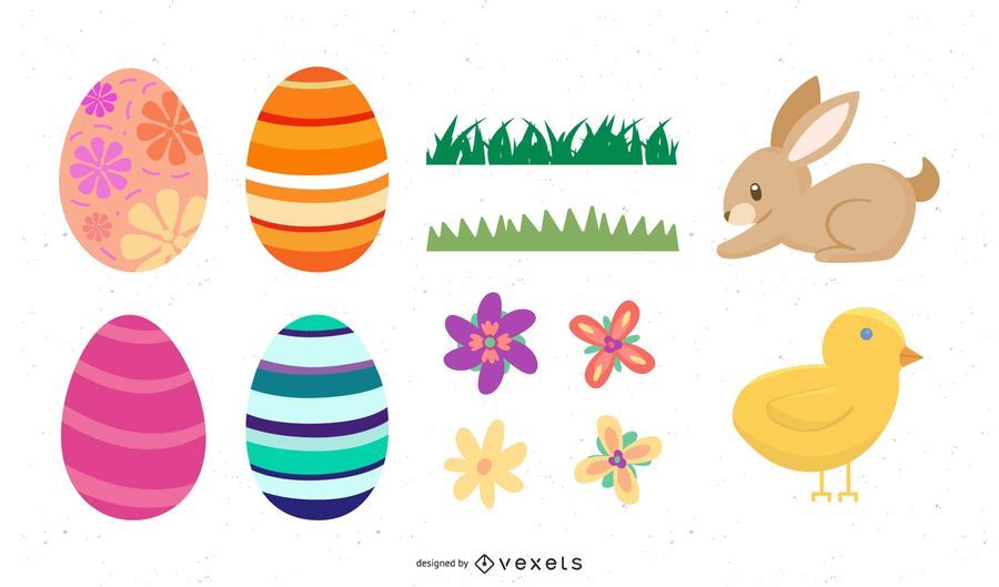 Conjunto de elementos decorativos de Pascua Conjunto de elementos decorativos de Pascua