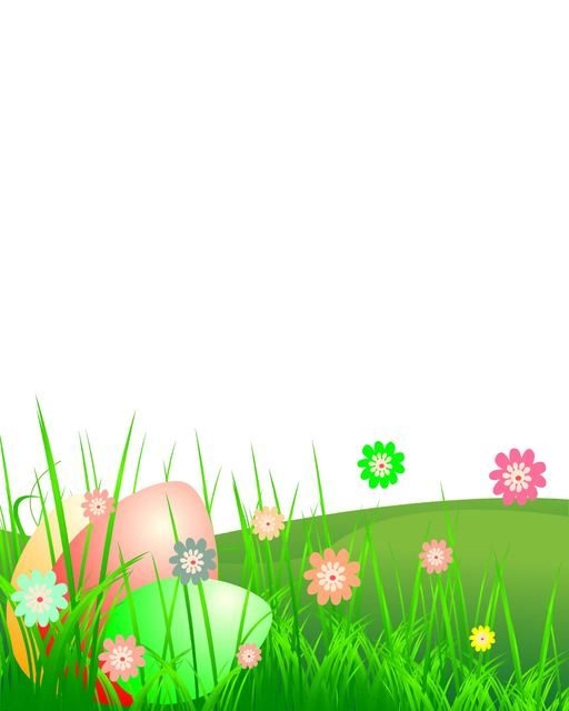 Paisagem de Páscoa com grama e flores