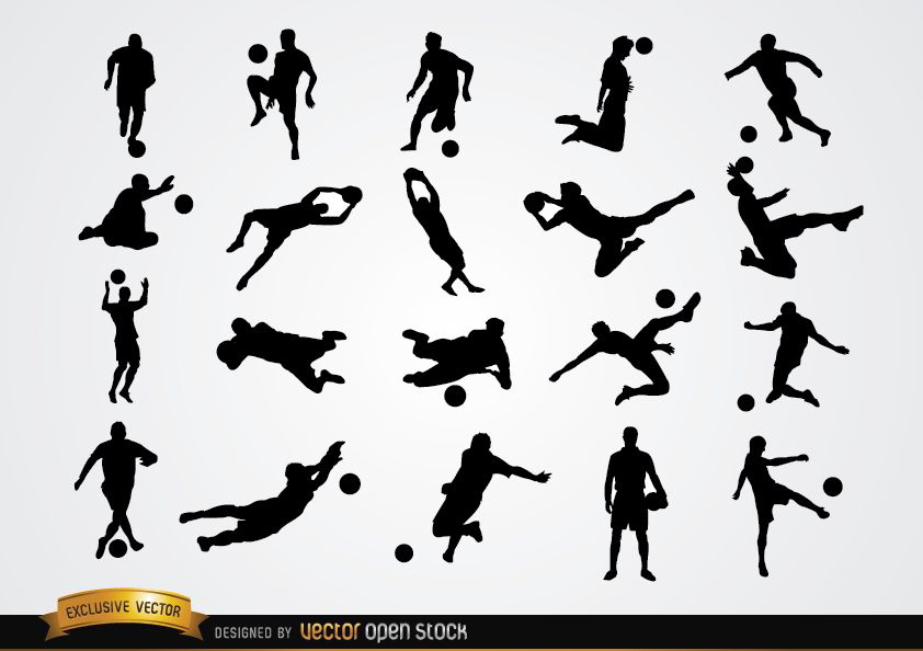20 silhuetas de jogadores de futebol