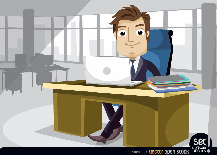 Empresario trabajando en la oficina con laptop